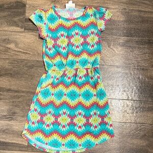 LuLaRoe Kids Dress with Vibrant Zigzag Pattern